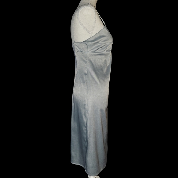 Tommy Hilfiger Y2K Slip Dress Silver Blue Satin Spaghetti Strap Sz S - Picture 3 of 16